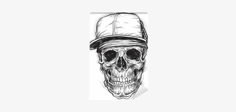 Sketchy Skull With Cap And Bandana Wall Mural • Pixers® - Gorras Dibujadas A Lapiz, transparent png #360129