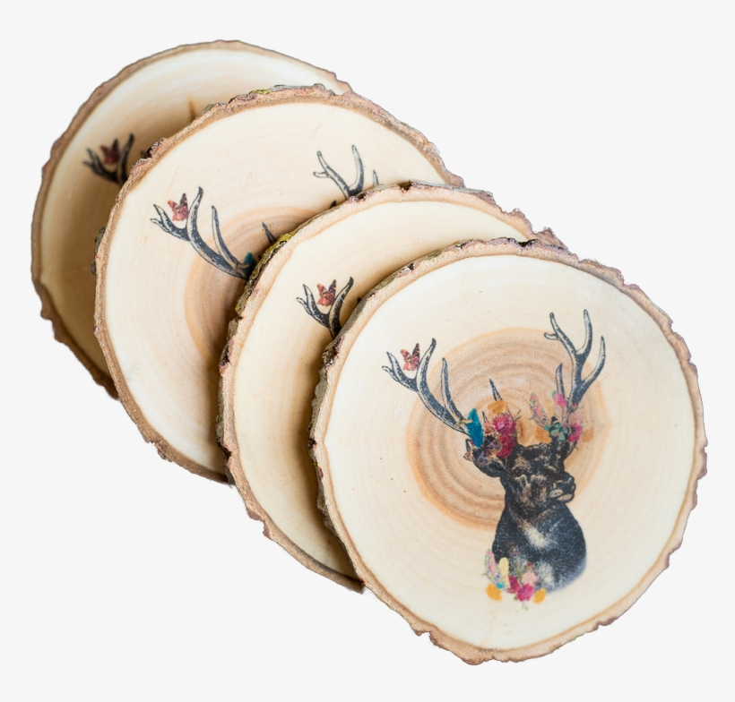 Floral Stag - Drink Coaster, transparent png #361422