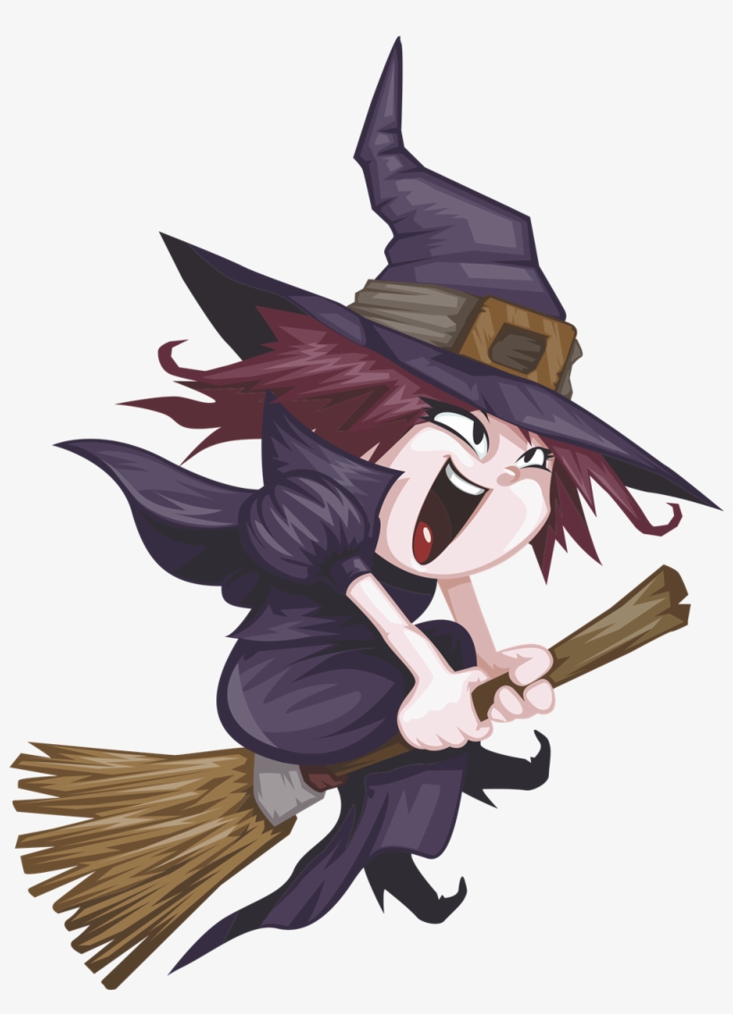 Clip Download Free Witch Clipart - Cute Witch Riding Broom, transparent png #362401