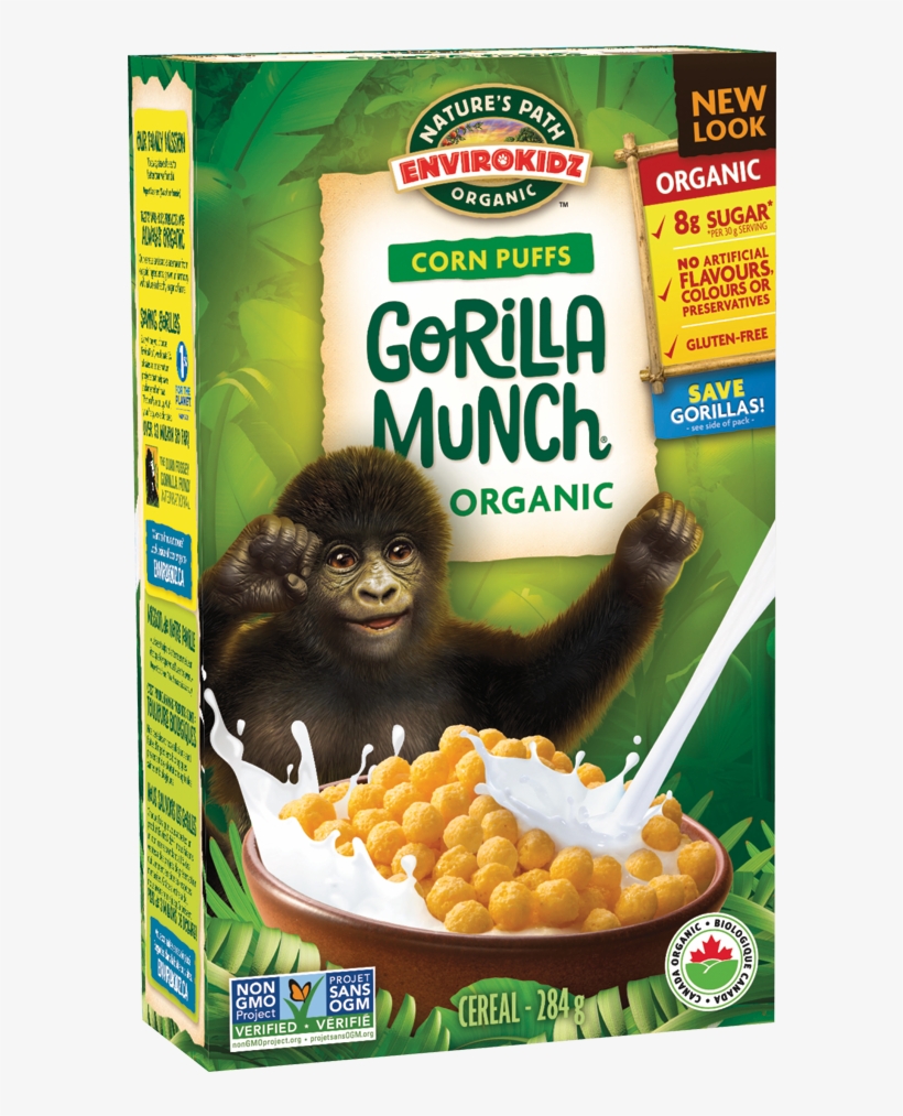 Envirokidz Organic Corn Puffs Gorilla Munch Cereal, transparent png #362563