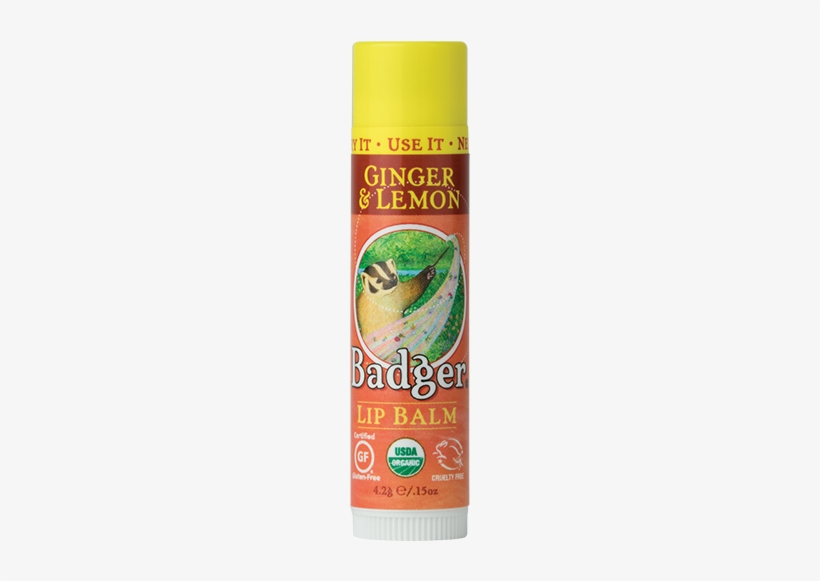 Ginger & Lemon Organic Lip Balm By Badger - Badger Burt's Bees Lip Shimmer Plum -- 0.09 Oz (pack, transparent png #364151