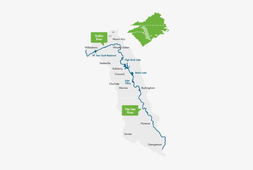 The Yadkin River Is The Principal Hydrological Artery - Map Of Yadkin Pee Dee River Basin, transparent png #364170