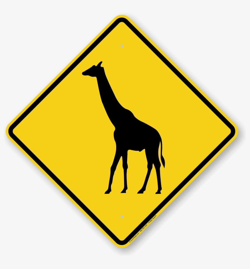 Giraffe Crossing Symbol Sign - Giraffe Crossing Sign, transparent png #365317