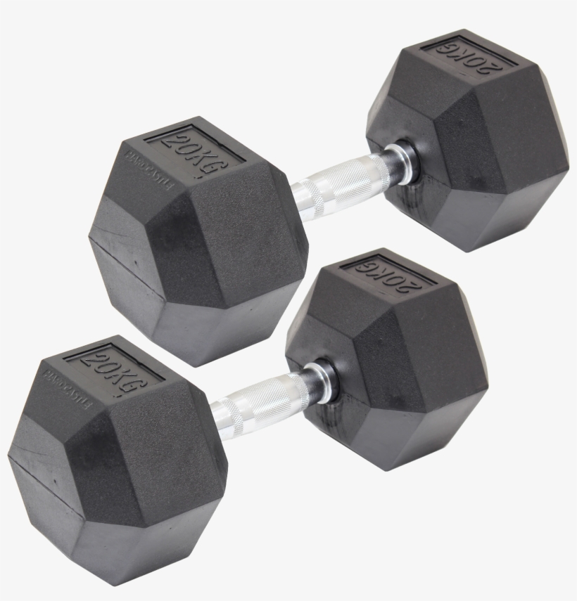 Hantel Png Image - 20kg Commercial Rubber Hex Dumbbell Gym Weight, transparent png #365418