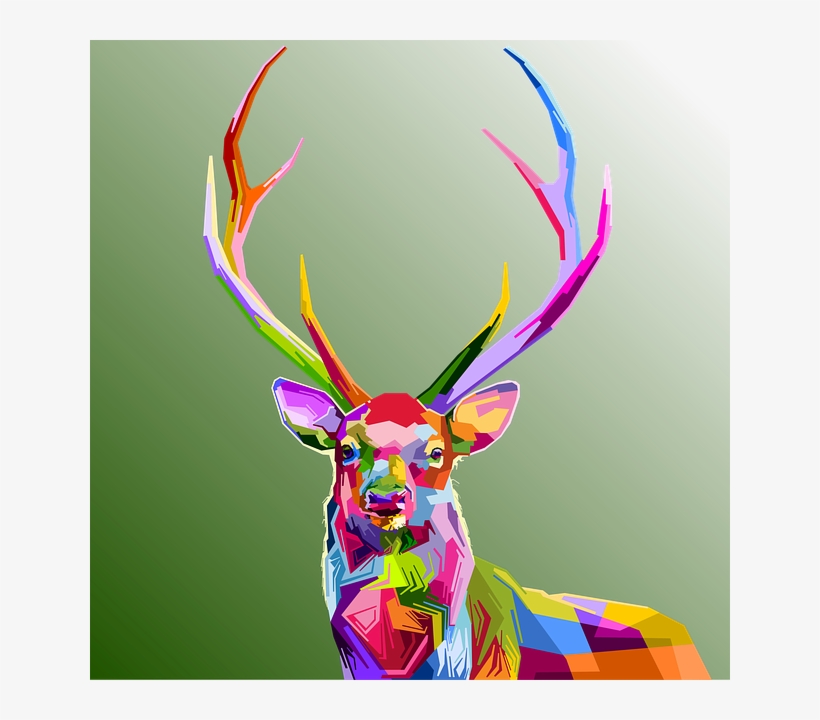 Animal, Colorful, Decoration, Deer, Design, Geometry - Deer, transparent png #365588