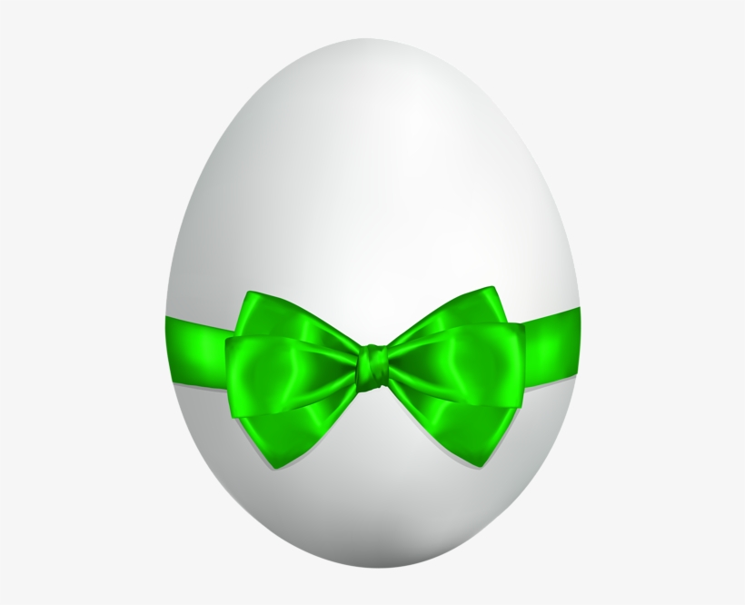 White Easter Egg With Green Bow Png Clip Art Image - White Easter Egg Png, transparent png #365867