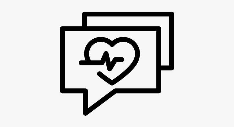 Speech Bubbles With A Heart With A Lifeline Vector - Health Talk Icon, transparent png #3600407