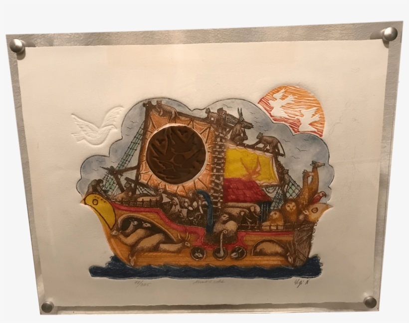 Signed Mixed Media Noah's Ark Lucite Floating Frame, transparent png #3601314