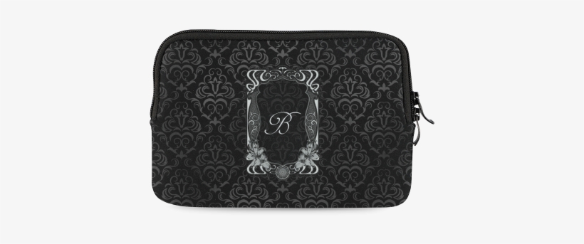 Black Grey Damasks Frame Monogram Initial Ipad Mini - Custom Black Grey Damasks Frame 5'x7'area Rug, transparent png #3601535