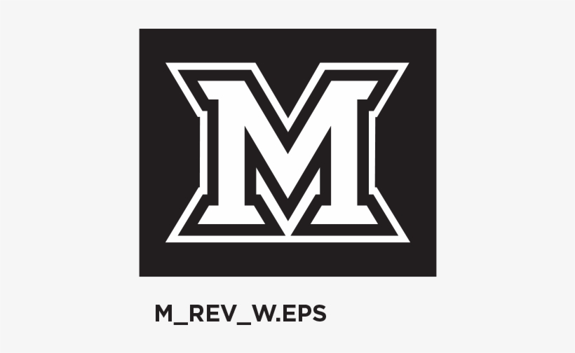 White Beveled-m With A Black And White Border On A - Miami University Black And White, transparent png #3601819