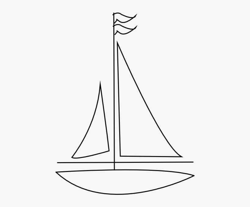 Sailing Boat Clip Art At Clker - Line Drawing Sail Boat - Free Transparent  PNG Download - PNGkey