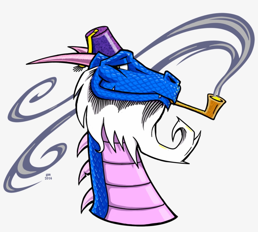 Blue And Pink Dragon With A White Beard, Wearing A - Dragon With A Beard, transparent png #3607884
