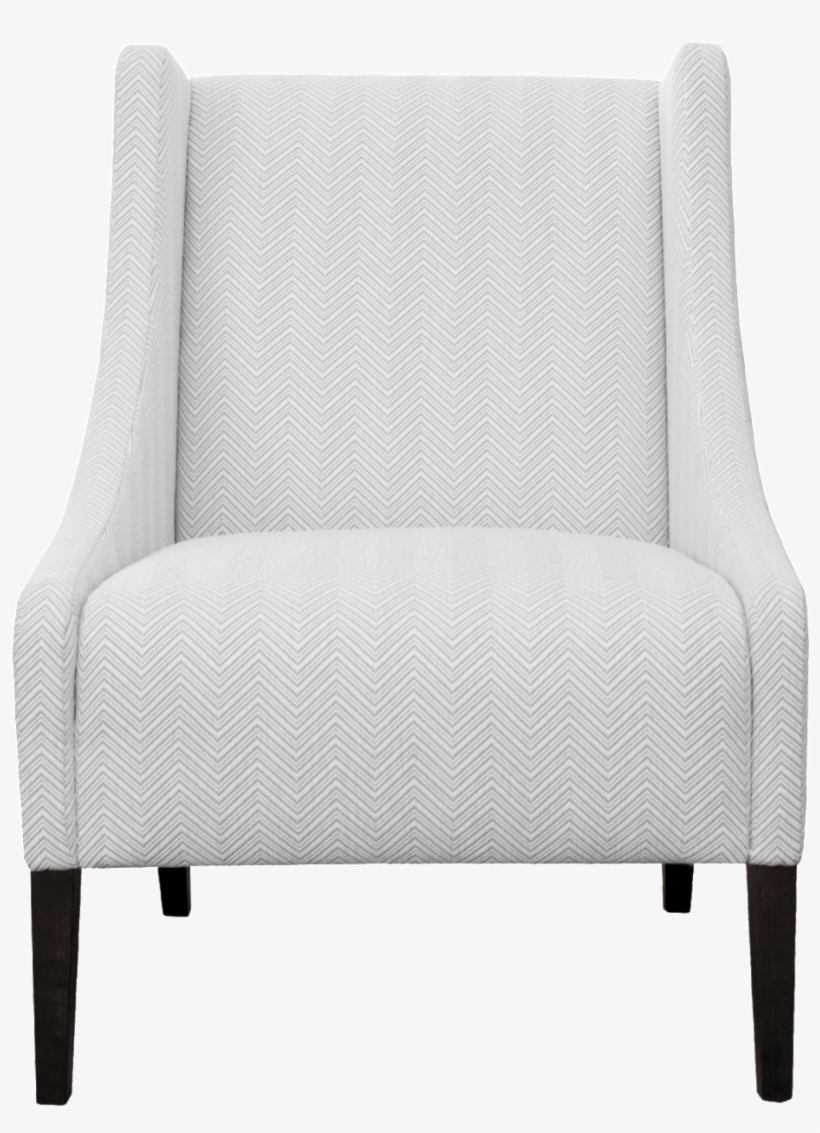 Front View Of Light White Upholstered Wing Back Lounge - Club Chair, transparent png #3609604