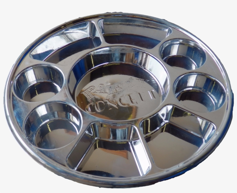 9 Compartment Round Silver Color Plastic Plate- 50x4 - Circle, transparent png #3611269