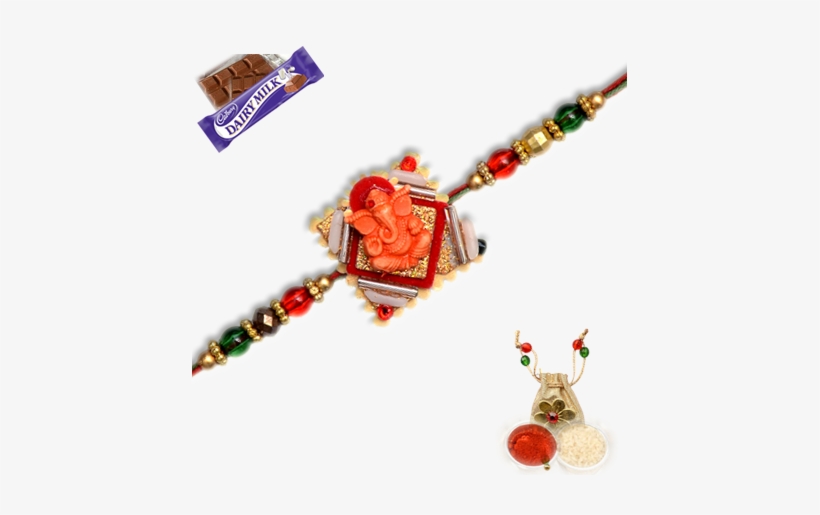 Divine Ganeshji Rakhi With Zardosi Work - Cadbury Cadbury Fairtrade Dairy Milk 45g, transparent png #3613940