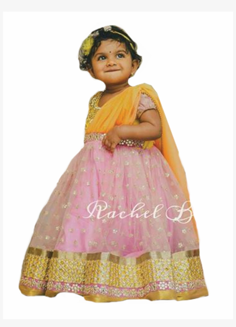 Pink Yellow Netted Indo Western Gown - Banaras Indo Western Dress For Girls, transparent png #3615176