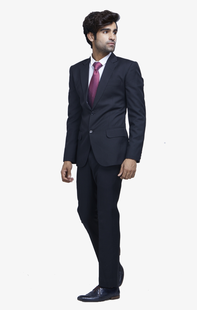 Black Formal Striped Suit - Black Man Wearing Suit, transparent png #3615626
