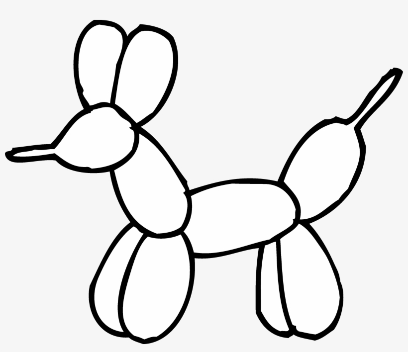 Balloons Clipart Black And White - Easy Balloon Animal Drawings, transparent png #3616407