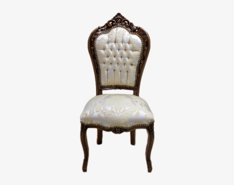 Dining Chair Brown Frame, Biege Royal Flowers - Chair, transparent png #3616775