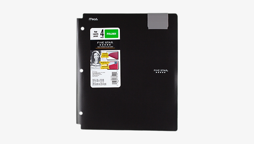 Five Star High Cap 4-pocket Folder, Black - Five Star High Capacity 4-pocket Plastic Folder (33190), transparent png #3617177