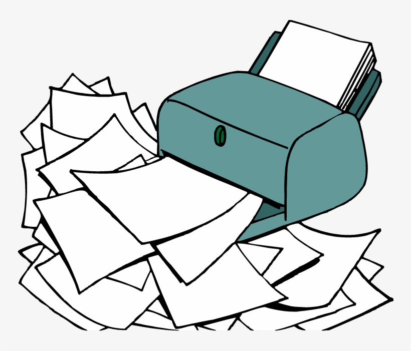 Picture Of Printer Spewing Out Paper - Cartoon Printer With Paper, transparent png #3617373