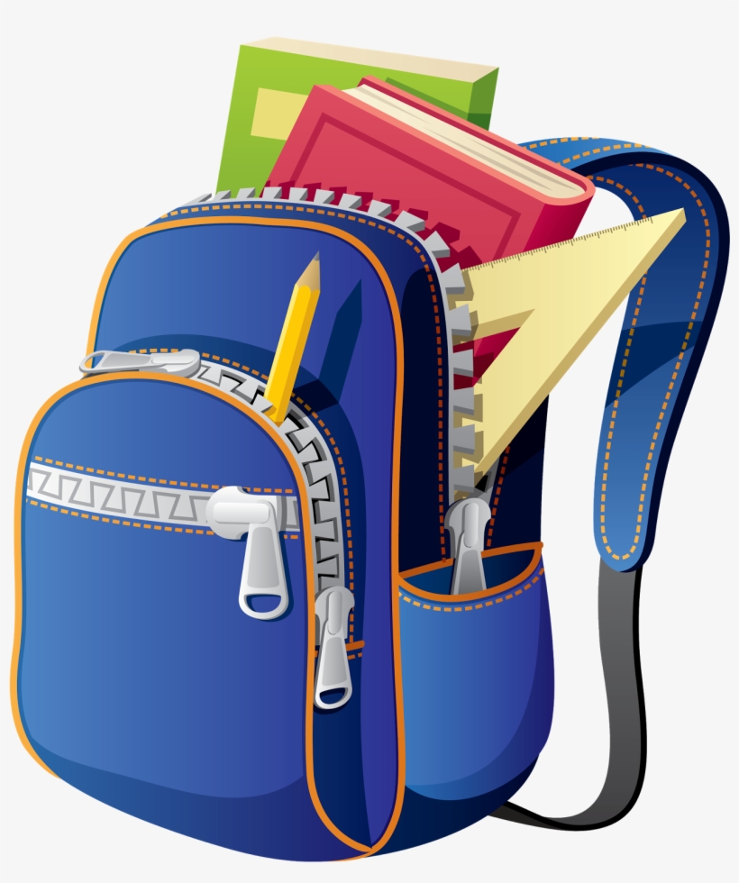 Backpack School Bag Clip Art - Backpack With School Supplies Clipart, transparent png #3621743