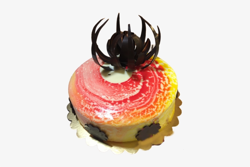 Yellow Red Chocolate Garnish Cake - Cake Chocolate Garnish, transparent png #3622708