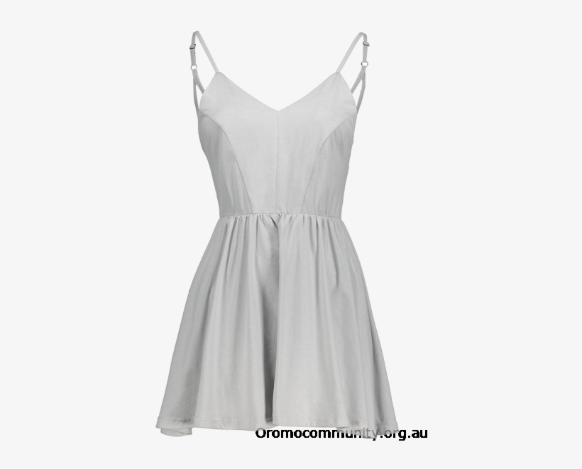 Gray Strappy Fit And Flare Dress Vl50zo8782 - Strappy Grey Skater Dress, transparent png #3623599