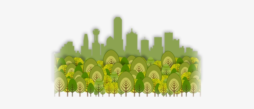 Green Skyline With Trees Small Feathered - Illustration, transparent png #3624730