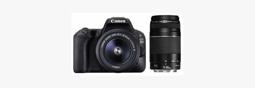 Canon 200d Double Zoom Kit - Canon Eos 200d Black + 18-55mm Is Stm + 75-300mm Dslr, transparent png #3626900