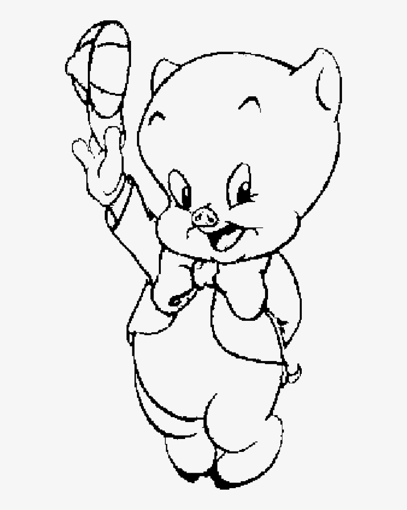 Cute Porky Pig Looney Tones Coloring Pages - Cartoon Pig Coloring Sheets, transparent png #3627189