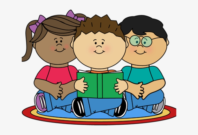 Image Of School Children Reading Clipart - Reading Class Clip Art, transparent png #3627900