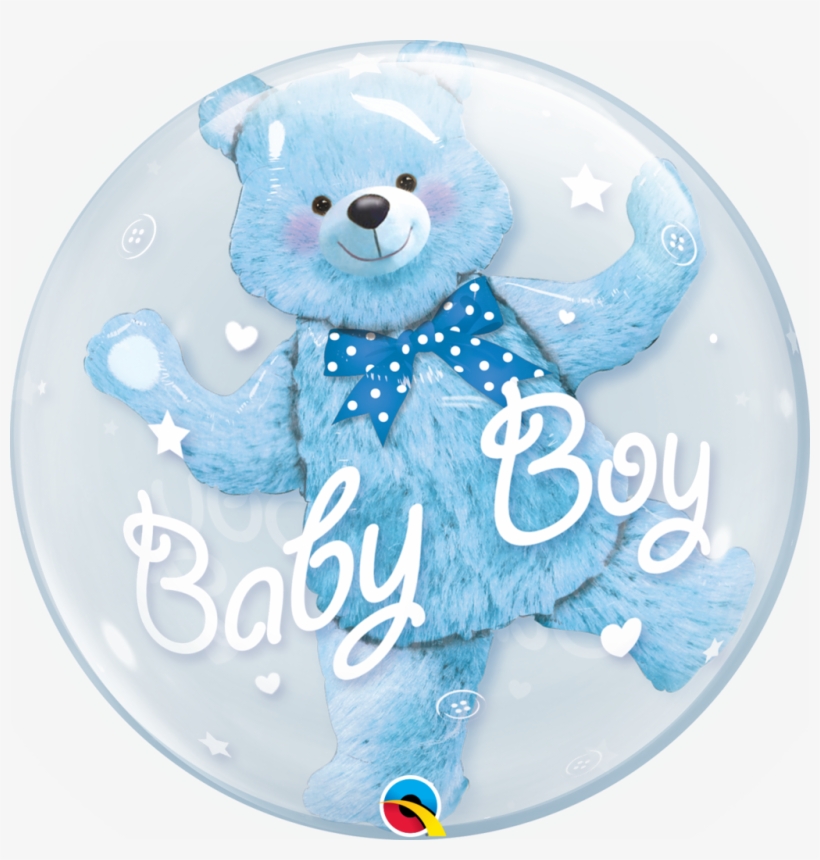 Baby Blue Teddy Bear Bubble Balloon - Double Bubble Bear Balloon, transparent png #3628828