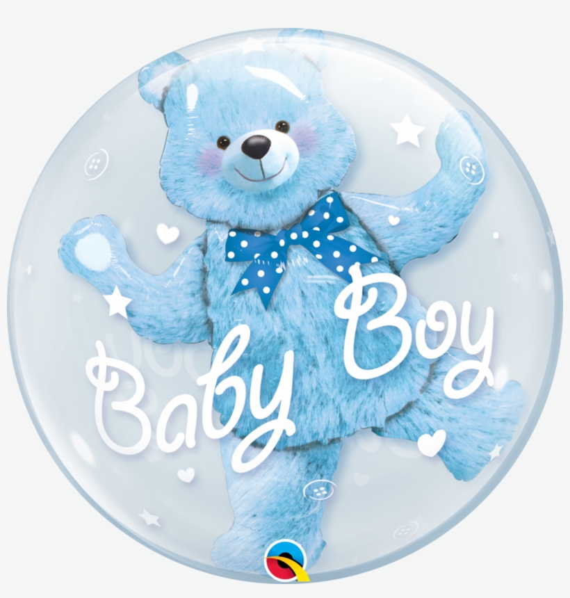 Baby Blue Teddy Bear Bubble Balloon - Double Bubble Bear Balloon, transparent png #3628828