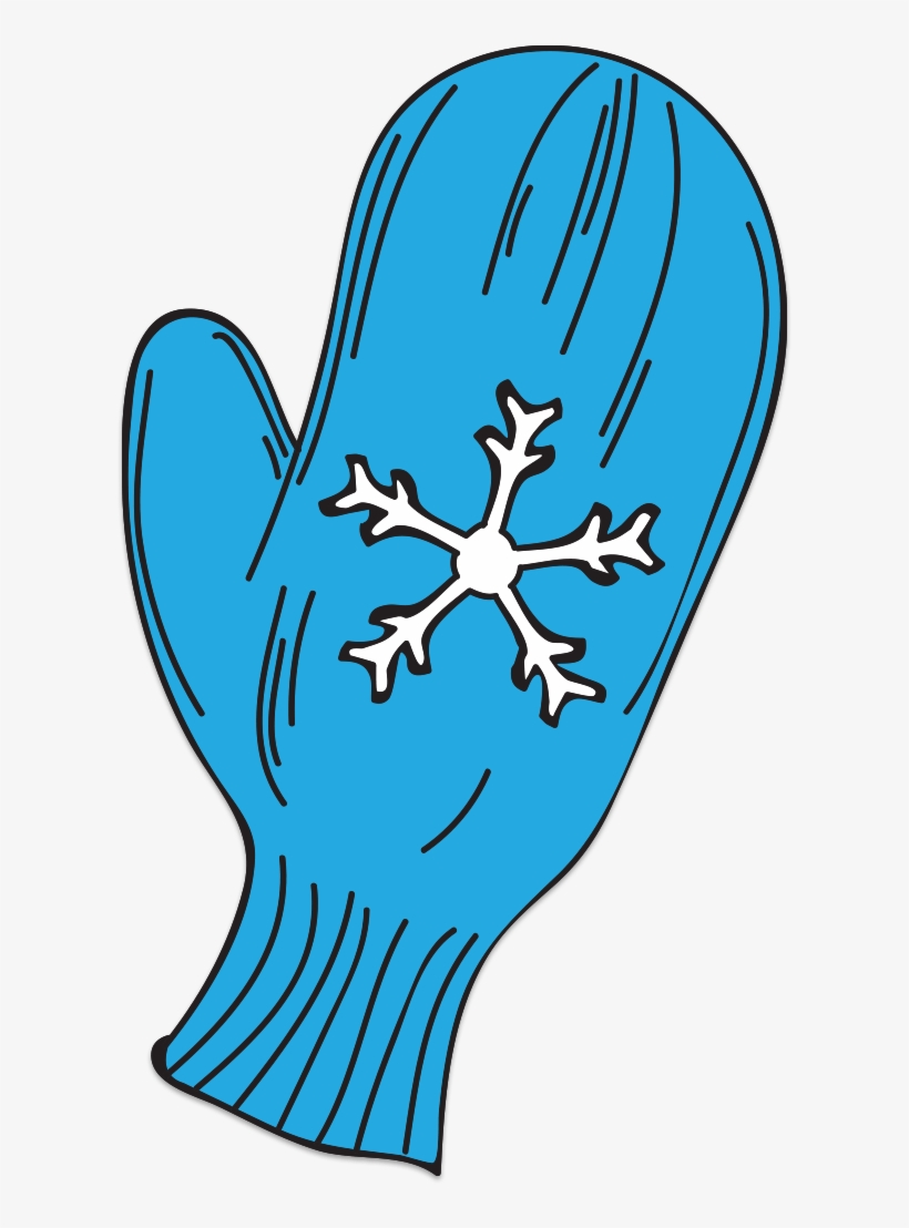 Single Blue Mitten With Snowflake Decoration Transparent - Portable Network Graphics, transparent png #3631070
