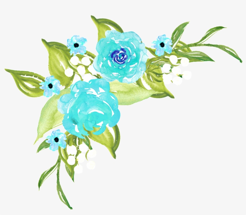 Hand Painted Blue Flowers And Plants - Portable Network Graphics, transparent png #3632666