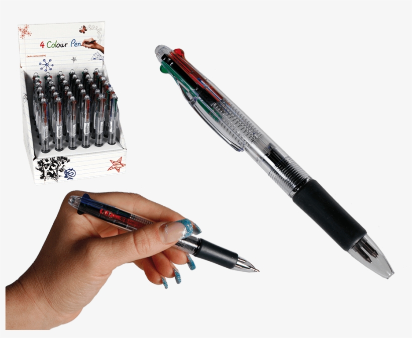 Ball Pen With 4 Coloured Cartridges - 4 Colour Ball Pen 36s, transparent png #3632919