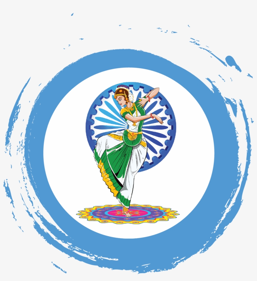 Indian Folk & Tribal Art - Dance Pose With Tricolor Background, transparent png #3633487