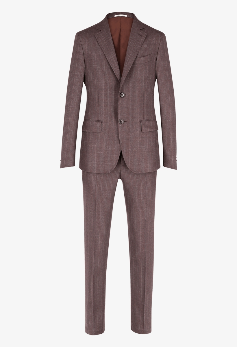 Brown Wool And Silk Burned Brown And Rope Striped Suit - Suit, transparent png #3633518