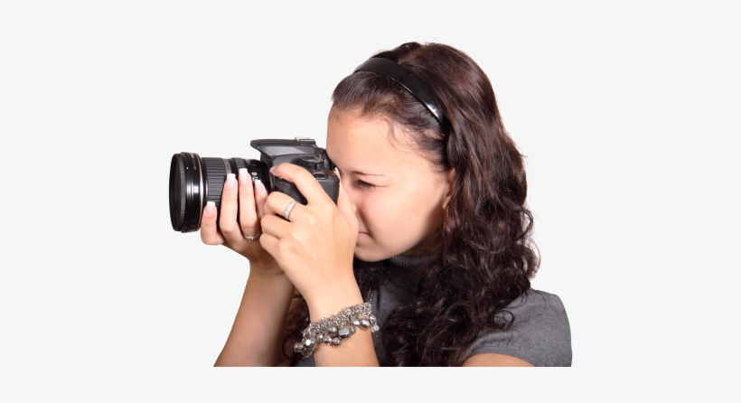 Young Charming Woman Taking Photo With Digital Camera - Still Camera Girl Png, transparent png #3634340