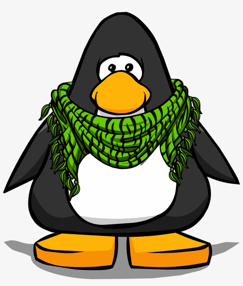 Green Zebra Scarf From A Player Card - Club Penguin With Scarf, transparent png #3635932