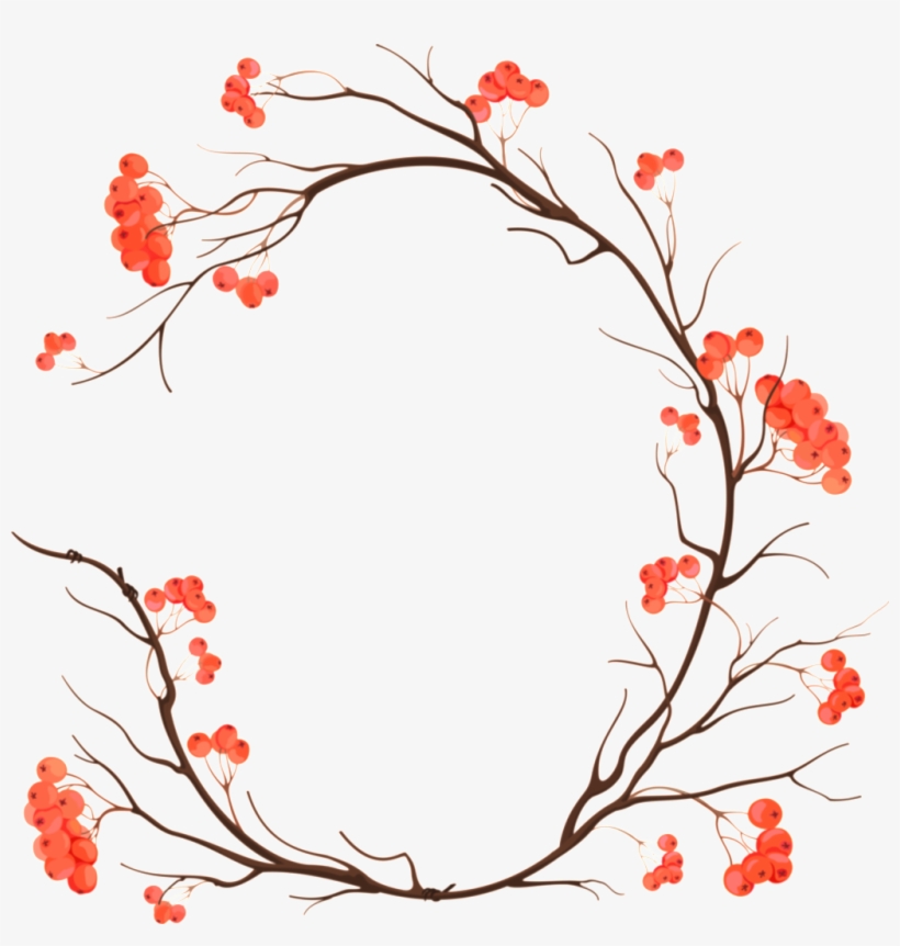Orange Pink Flowers Hand Drawn Garland Decorative Elements - Christmas Illustration To Painting, transparent png #3636454