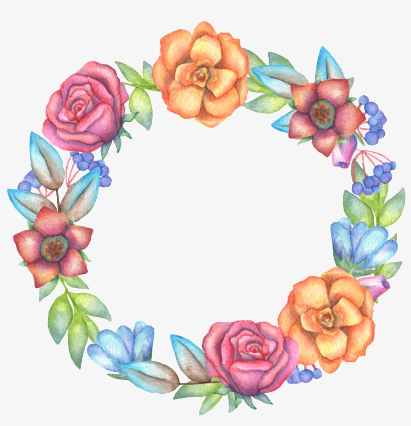 Colorful Flowers And Garlands Flowers Transparent Decoration - Wreath, transparent png #3636584