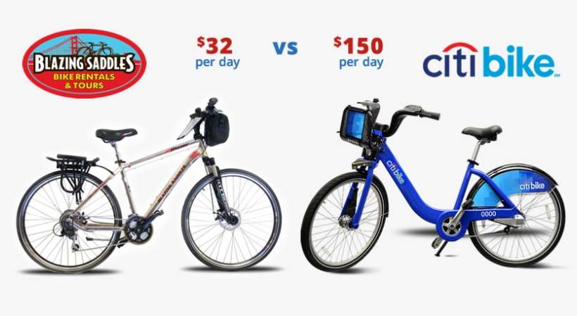 Blazing Saddles Bike Rental And Tours Vs New York Bike - New York Bike Rental, transparent png #3637669