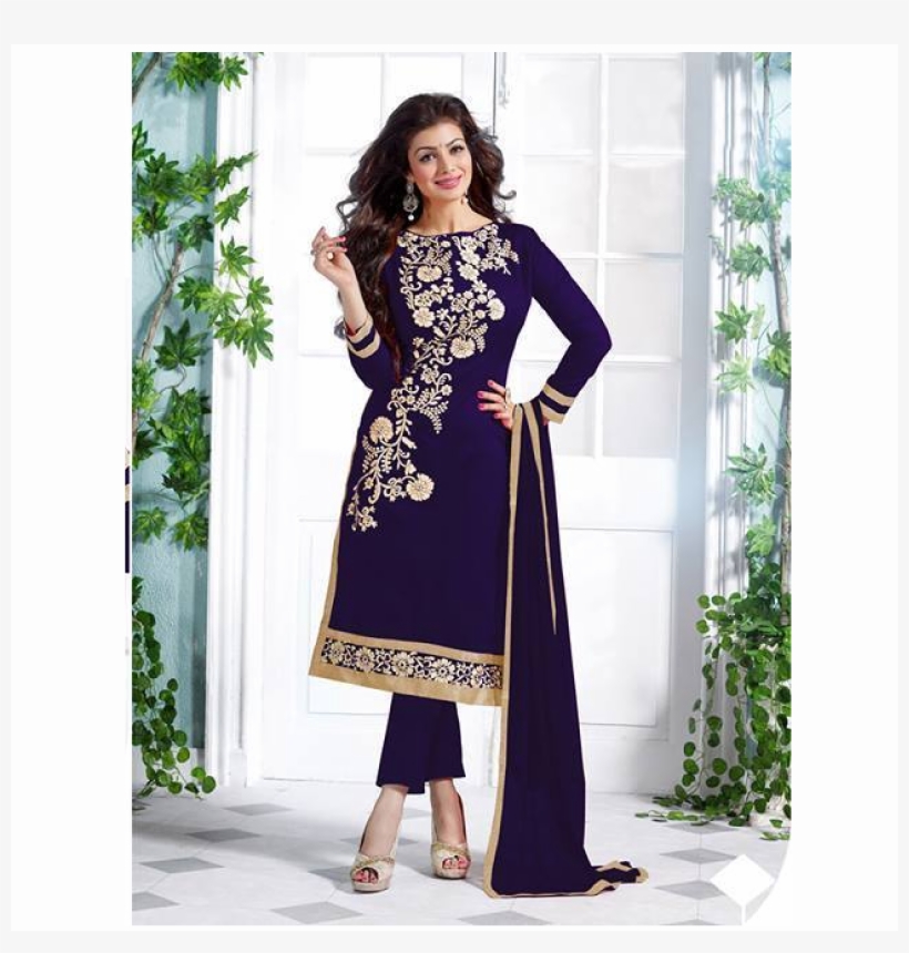 2 Of 3 Indian Designer Bollywood Party Wear Anarkali - Unstitched Salwar Kameez Black, transparent png #3639246