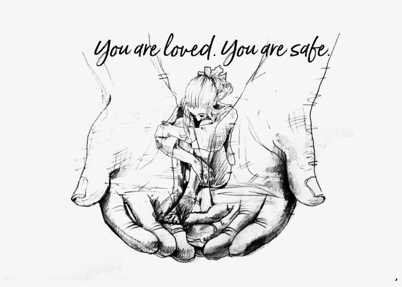 Girl In Hands Png Revised With Text - Line Art, transparent png #3639339