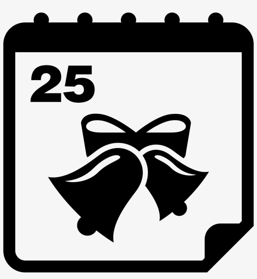 Calendar Page With Christmas Bells On Day 25 Comments - Calendar Birthday Icon Png, transparent png #3639732