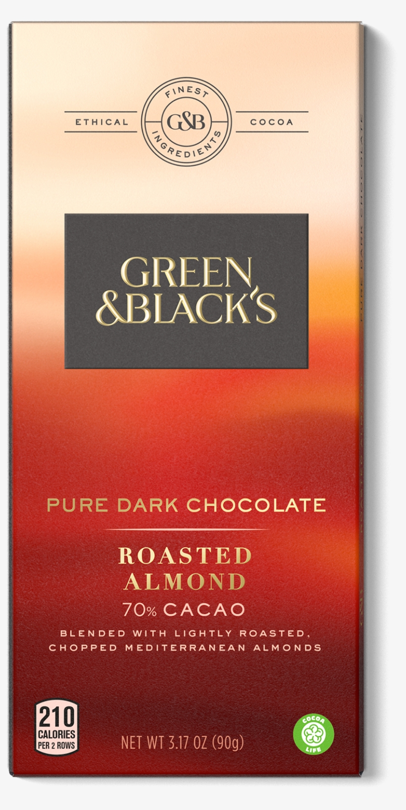 Green & Black's Pure Dark Chocolate Bar, 70% Cacao - Green And Black's Pure Dark Chocolate, transparent png #3641500