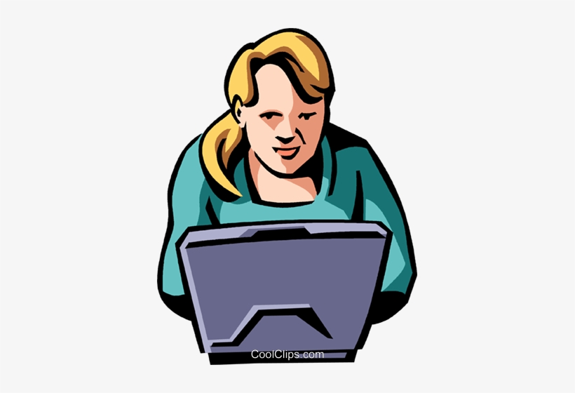 Woman Working On A Laptop Royalty Free Vector Clip, transparent png #3643067
