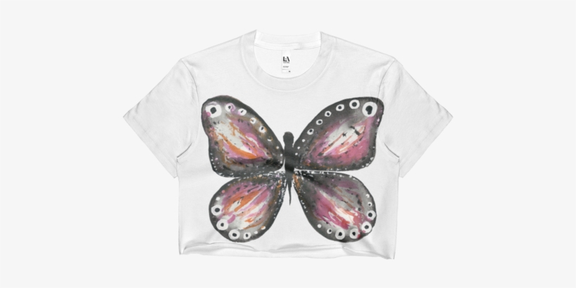 Burgandy Butterfly Ladies Edgy Crop Top - Brush-footed Butterfly, transparent png #3644041